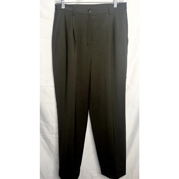 Lauren Ralph Lauren Womens Size 6 Dark Green Wool Pleated Lined Dress Slacks - Picture 1 of 6